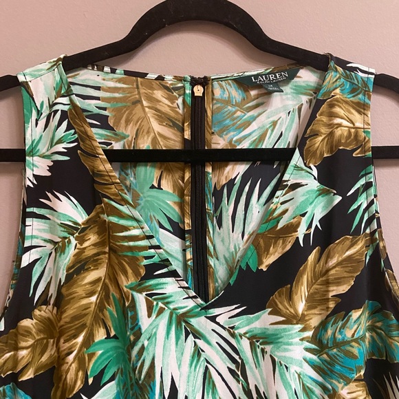 Lauren Ralph Lauren Palm Fronds Tropical Print Jumpsuit, Size 14 - Picture 6 of 16